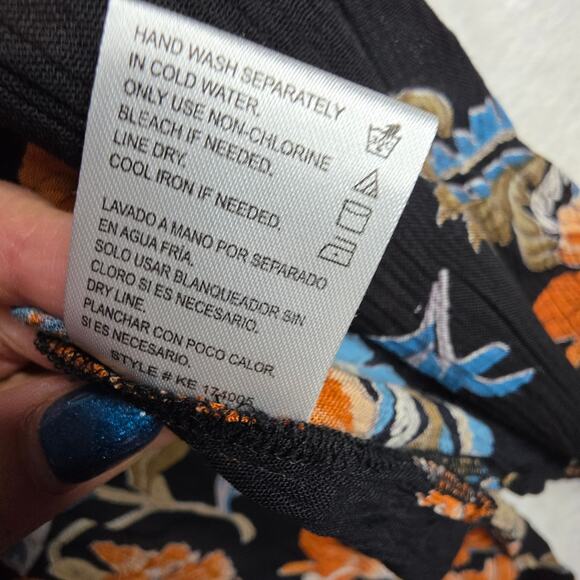 Patrons of Peace SzM Fall color Florals Open Front Kimono. Crinkled  fabric Boho - Picture 12 of 14